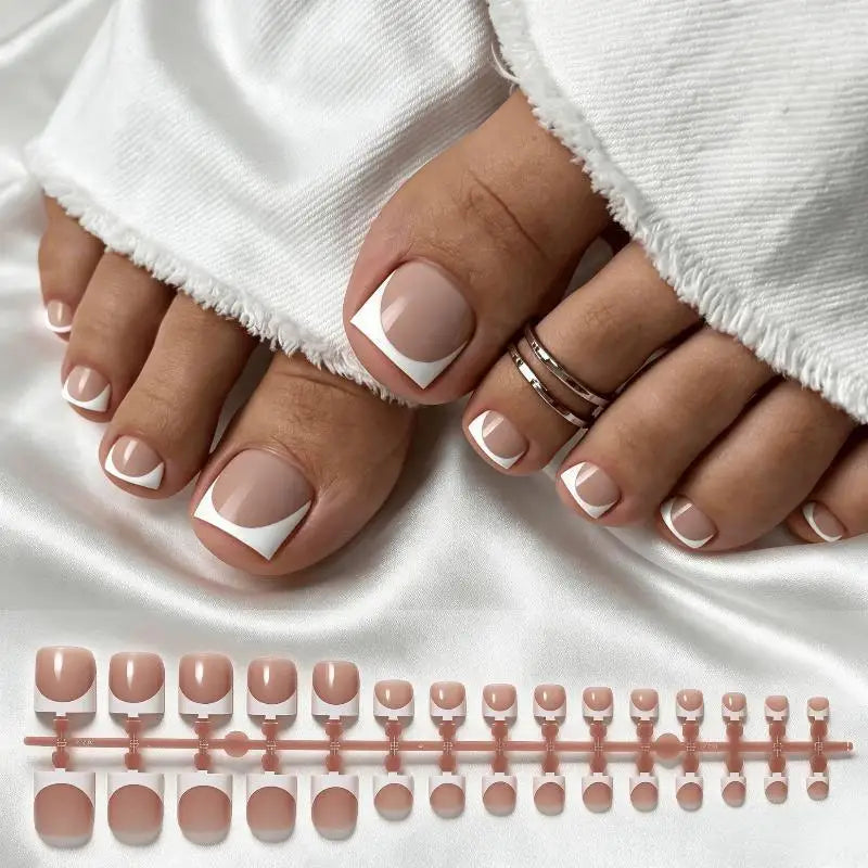 French Tip Press-On Toenails