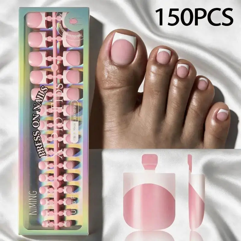 French Tip Press-On Toenails