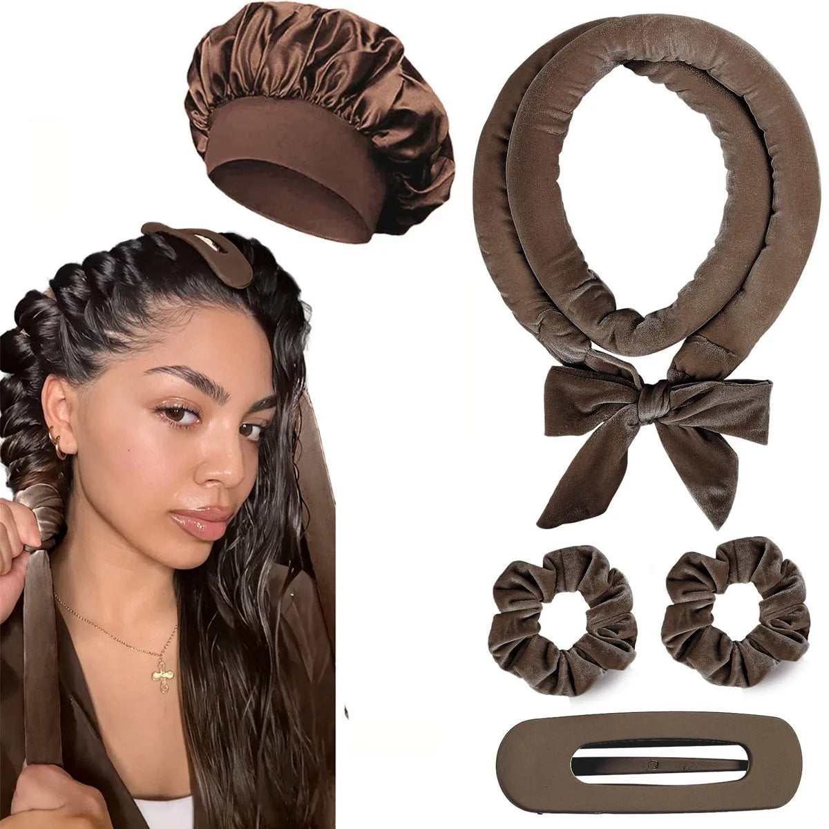 No Heat Hair Rollers Heatless Curling Rod Headband Soft Hair Curler Satin Curlers Curls Sleeping Bonnet Night Cap Styling Tools