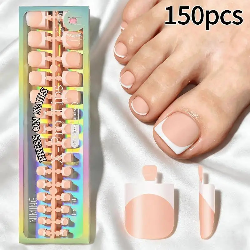 French Tip Press-On Toenails