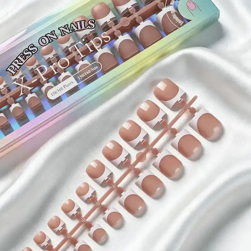 French Tip Press-On Toenails