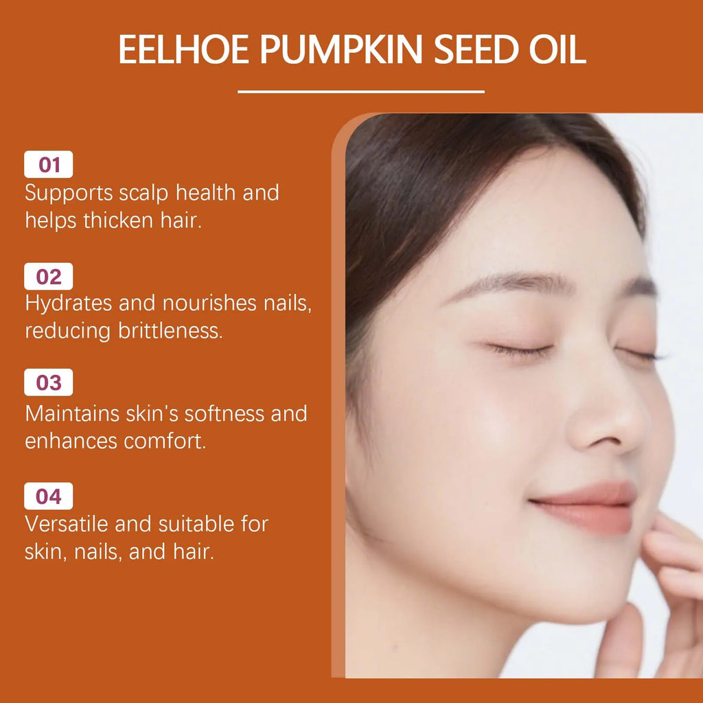 EELHOE Pumpkin Seed Oil Hair Growth Products Moisturizing Scalp Treatment Nail Repair Cold-Pressed Natural Organic Castor Oil