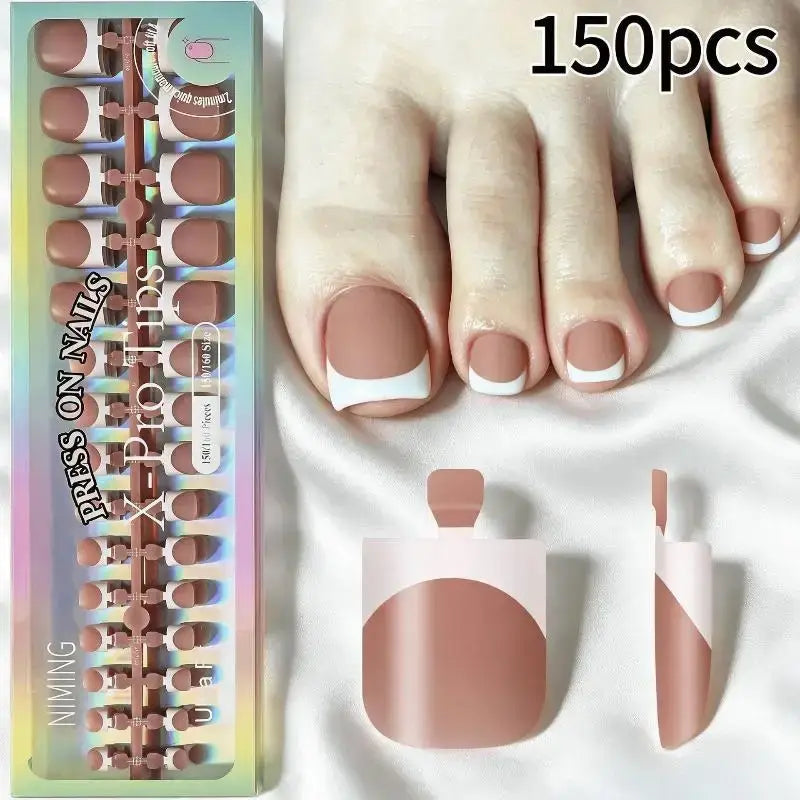 French Tip Press-On Toenails