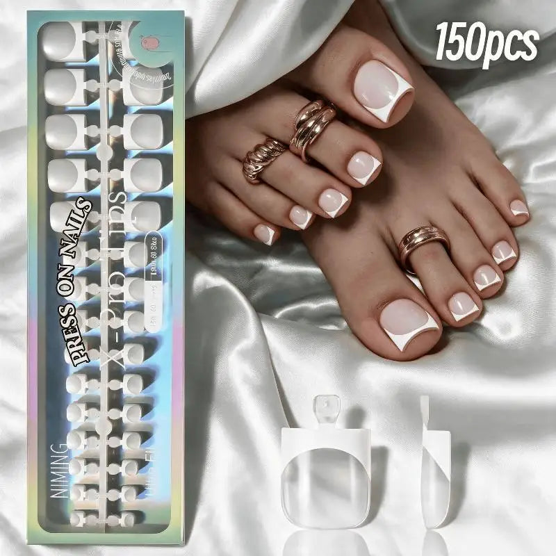 French Tip Press-On Toenails
