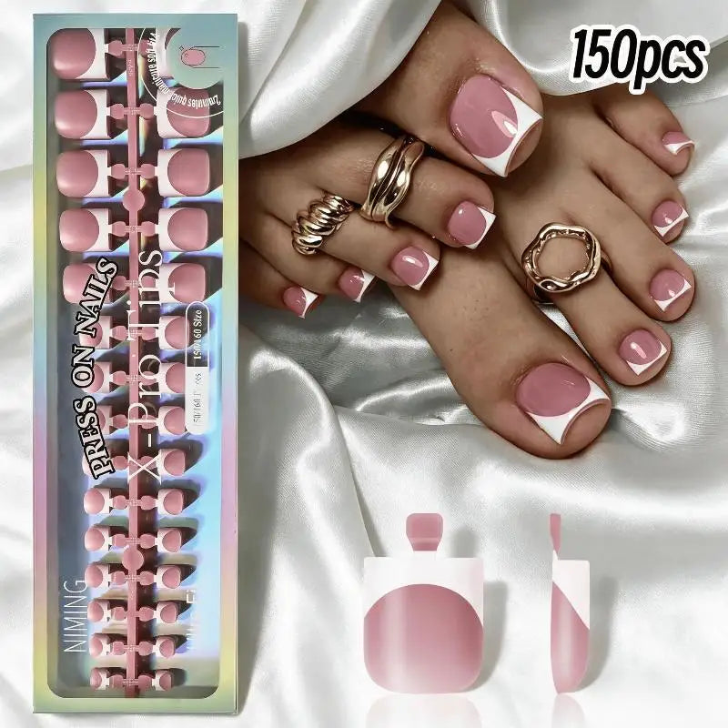 French Tip Press-On Toenails
