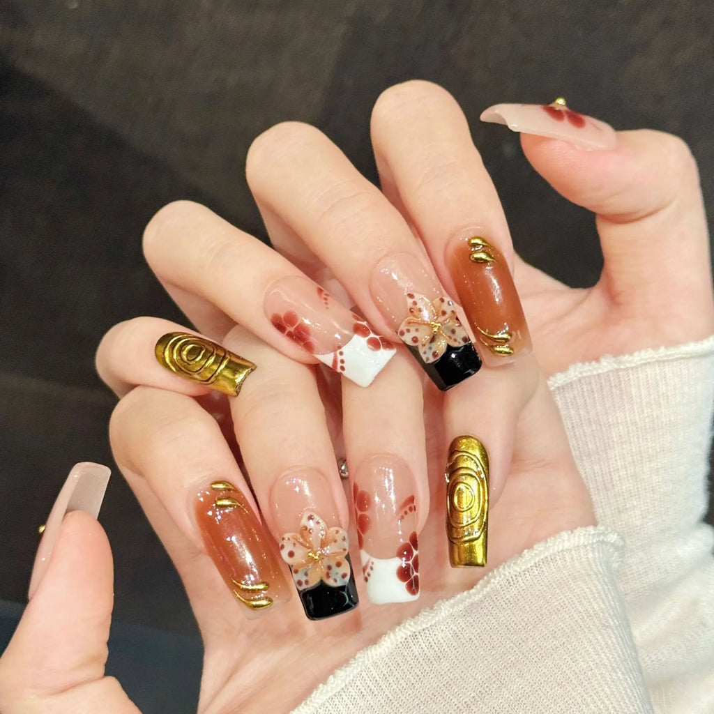 3D Flower Press-On Nails