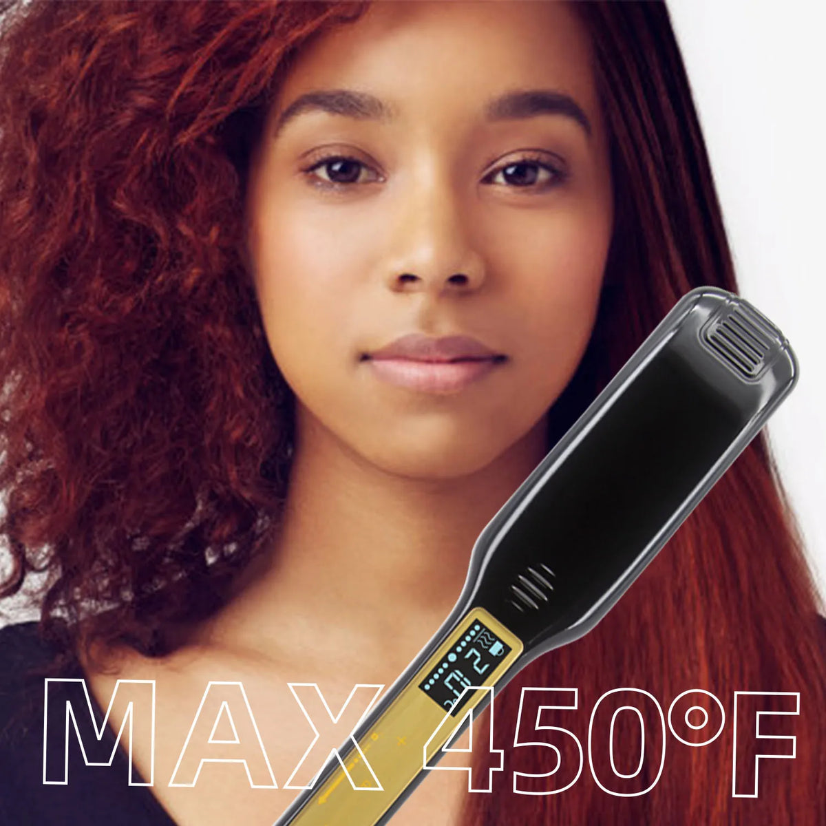 Titanium Plate Hair Flat Iron Professional 450°F Hair Straightener Curler Fast Heating Salon Styling Tool Dual Voltage