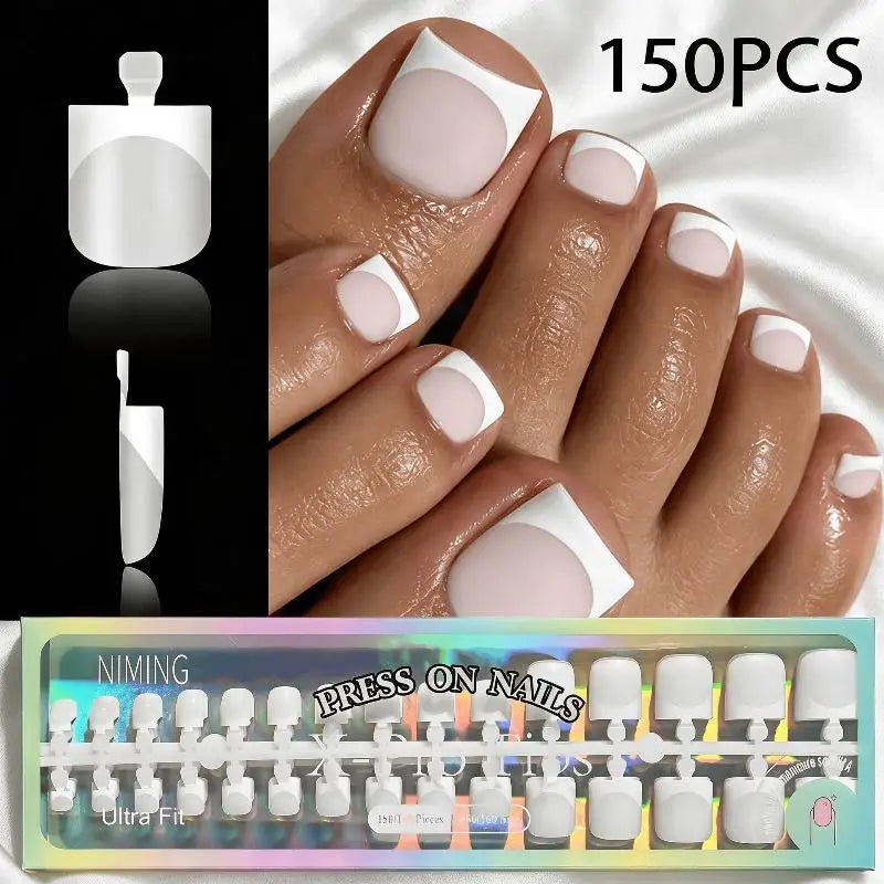 French Tip Press-On Toenails