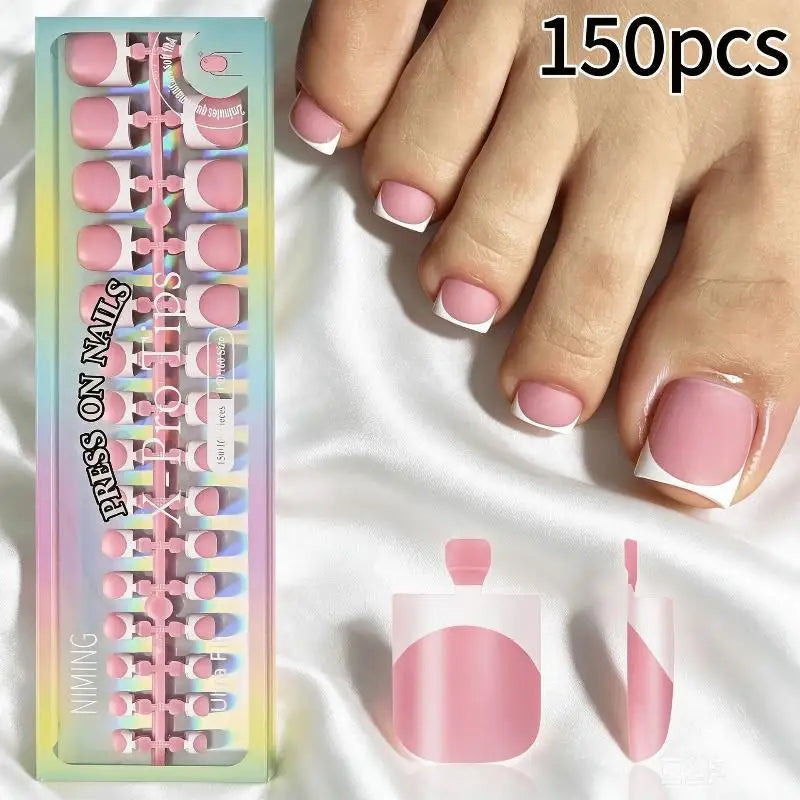 French Tip Press-On Toenails