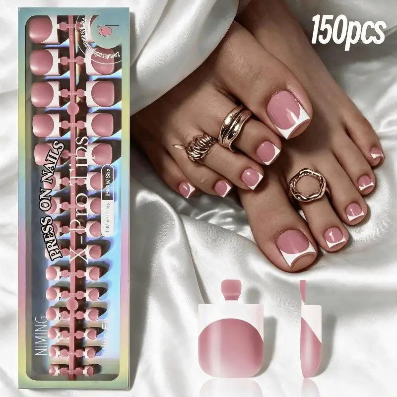 French Tip Press-On Toenails