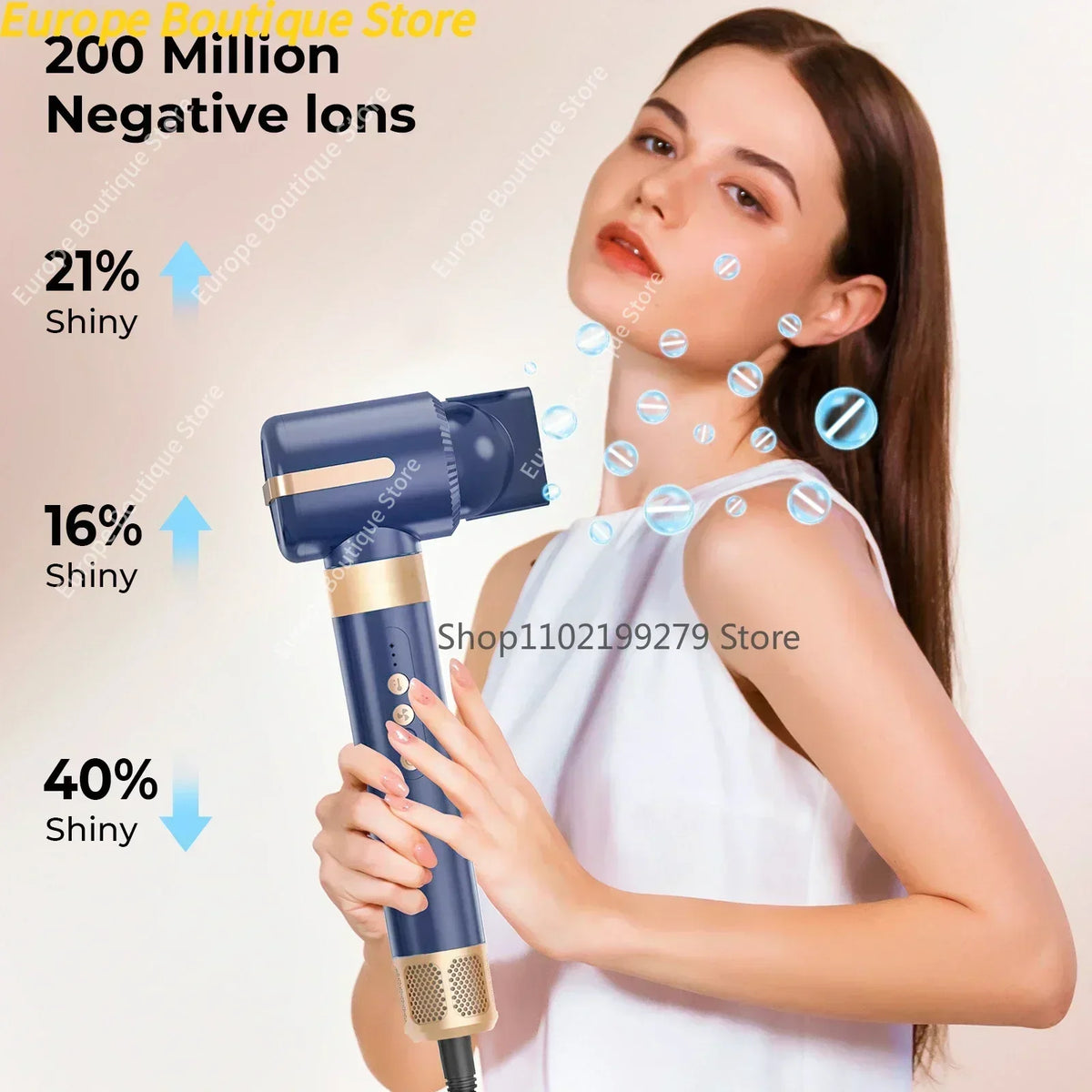 7 In 1 Salon Hot Air Brush Brushless High Speed Hair Dryer With Diffuser Ionic Blow Dryer Styling Comb Auto Hair Curler