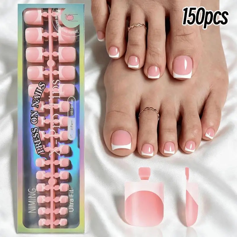 French Tip Press-On Toenails