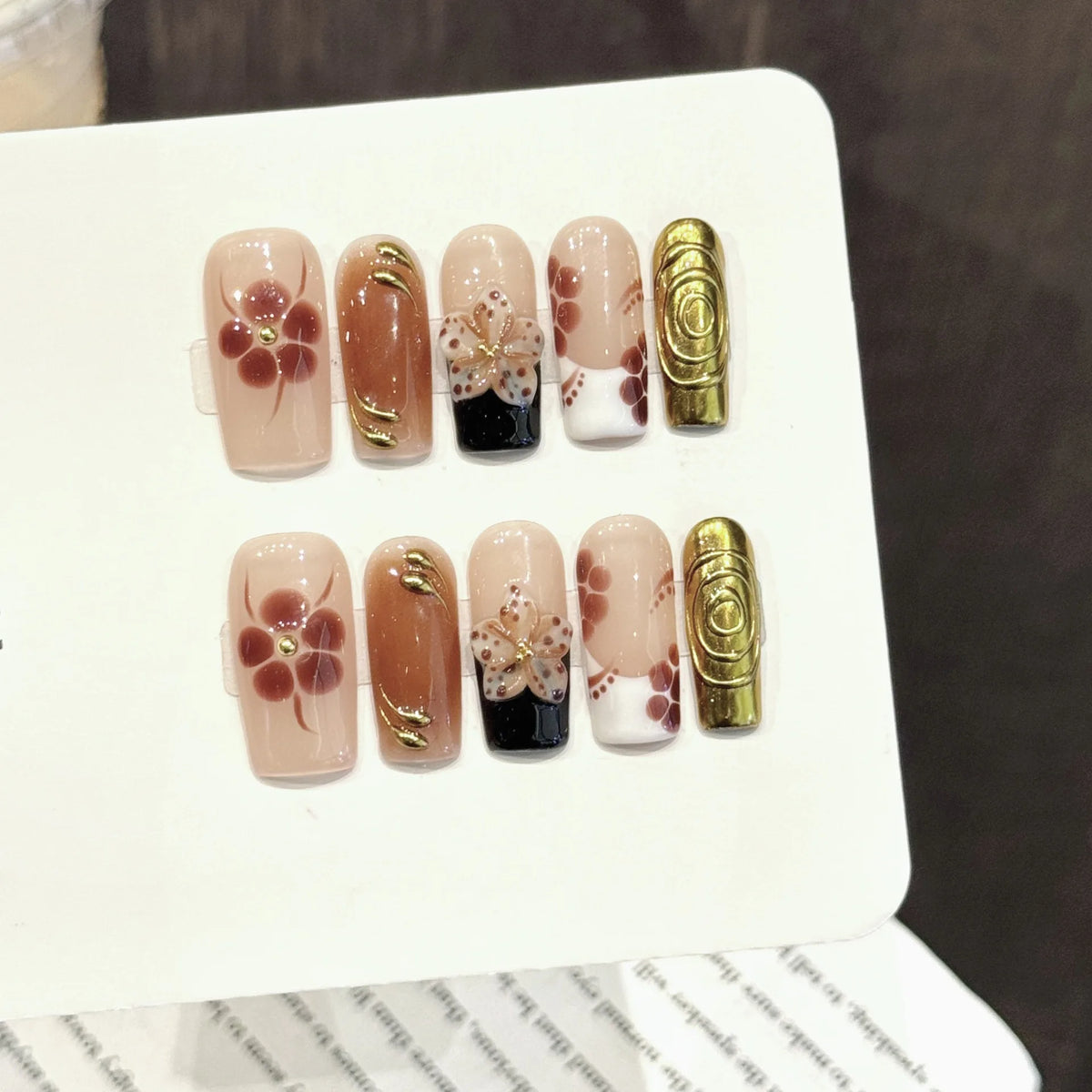 3D Flower Press-On Nails